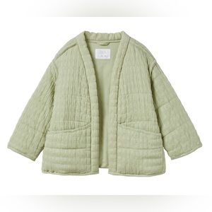 Zara quilted kimono jacket - pale green, size 13-14